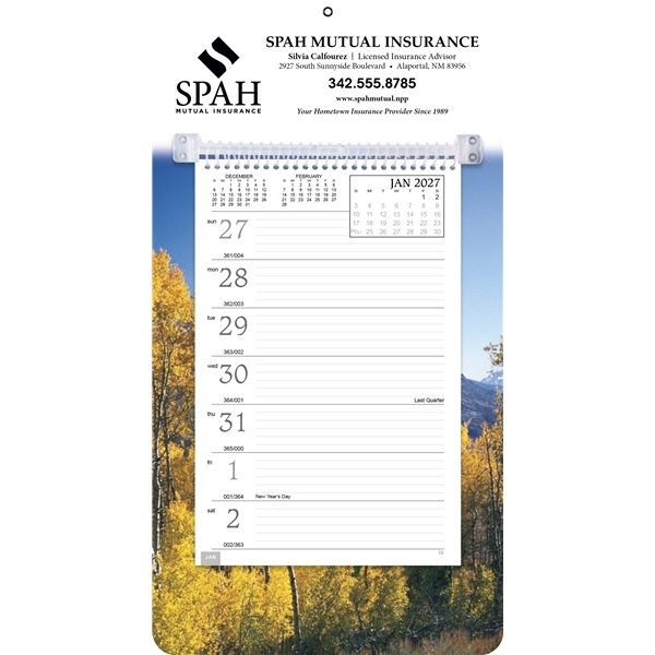 aerial view a autumn full - color weekly memo calendar, image 2 of 2