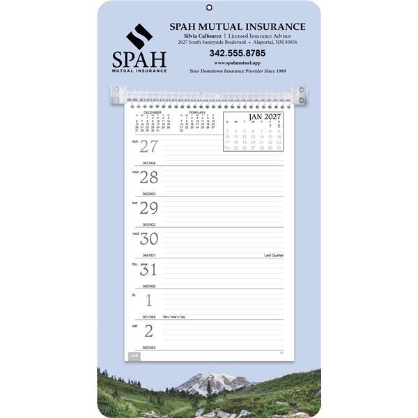 aerial view a mountain full - color weekly memo calendar, image 2 of 2