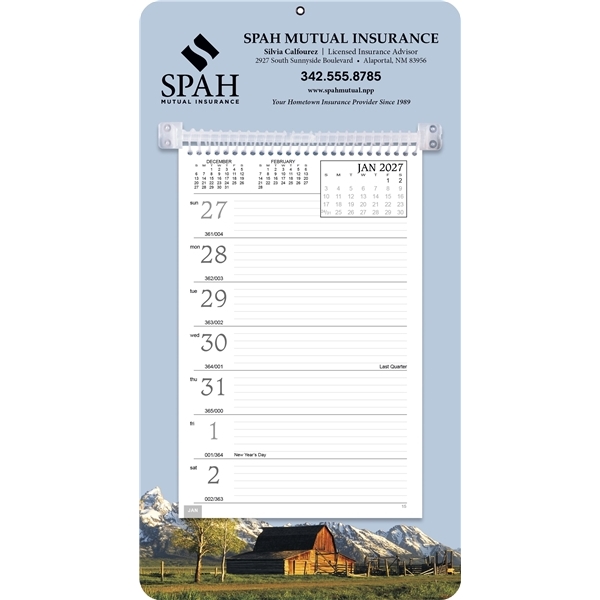 aerial view a rural full - color weekly memo calendar, image 2 of 2