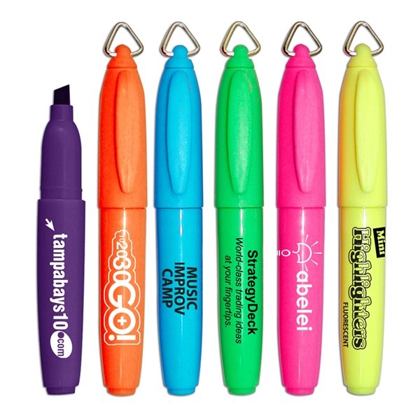 Promotional Mini Brite Spots(TM) Fluorescent Highlighters With Key Ring Cap