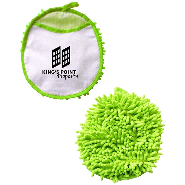 aerial view a lime green frizzy finger duster, image 2 of 3