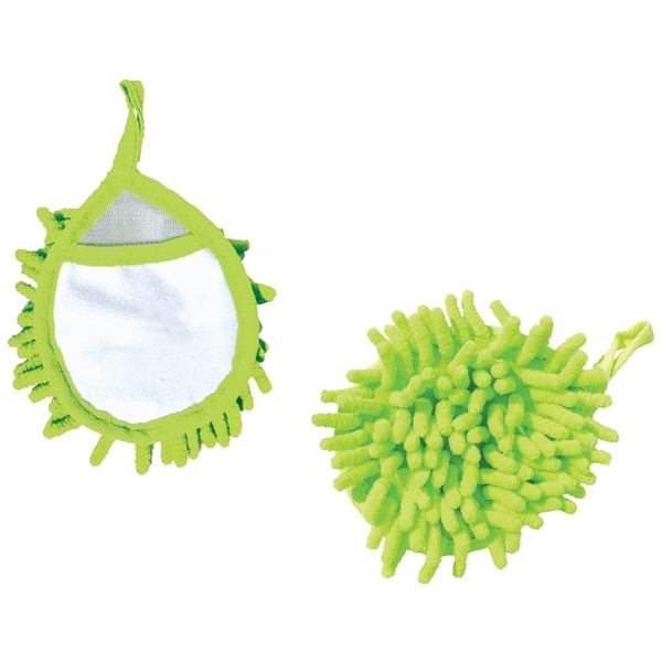 aerial view a lime green frizzy finger duster, image 3 of 3
