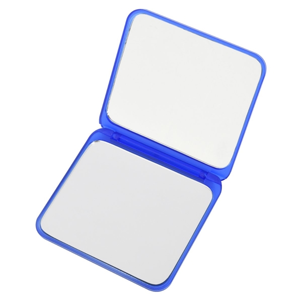 aerial view a translucent blue compact mirror with dual magnification, image 4 of 4