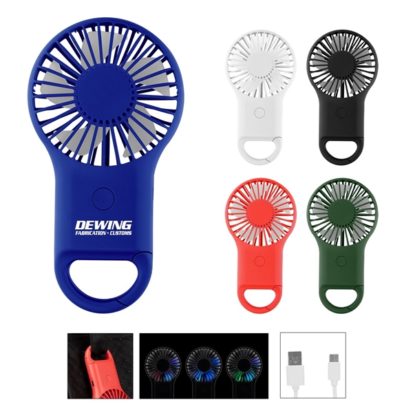Promotional Rechargeable Handheld Fan with Carabiner 2.0