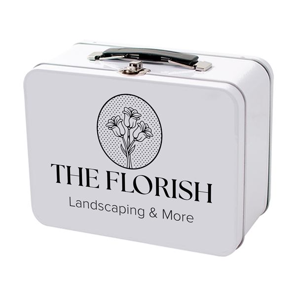 aerial view a white retro metal lunch box, image 2 of 3