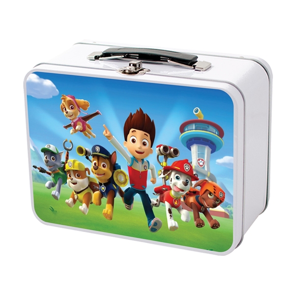 aerial view a white retro metal lunch box, image 3 of 3
