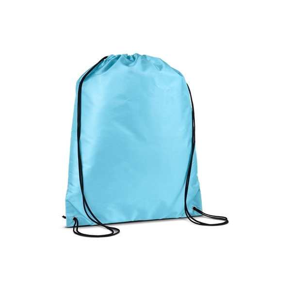 aerial view a blue-carolina versatile polyester drawstring backpack, image 3 of 3