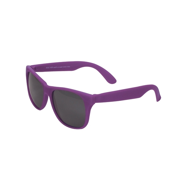 aerial view a purple single tone matte plastic sunglasses, image 2 of 2