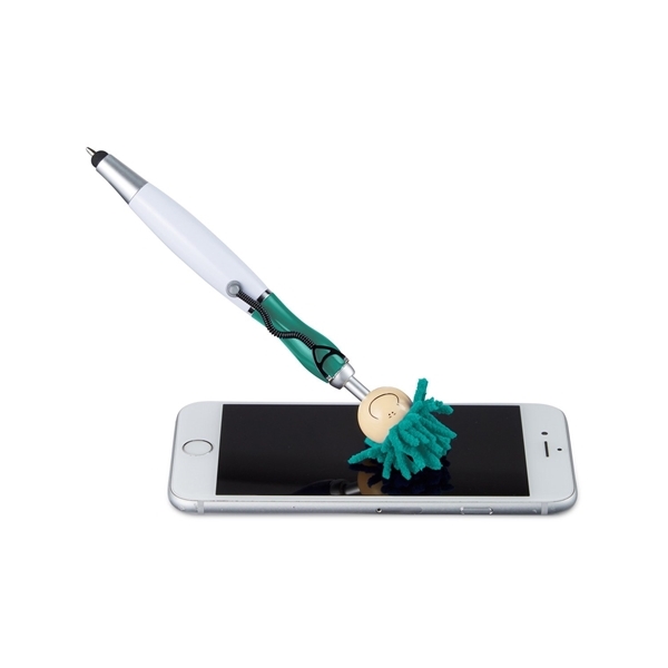 aerial view a teal moptoppers screen cleaner with stethoscope stylus pen, image 3 of 3