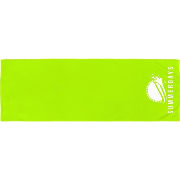 aerial view a neon green hyper - evaporative kool cooling towel, image 2 of 2