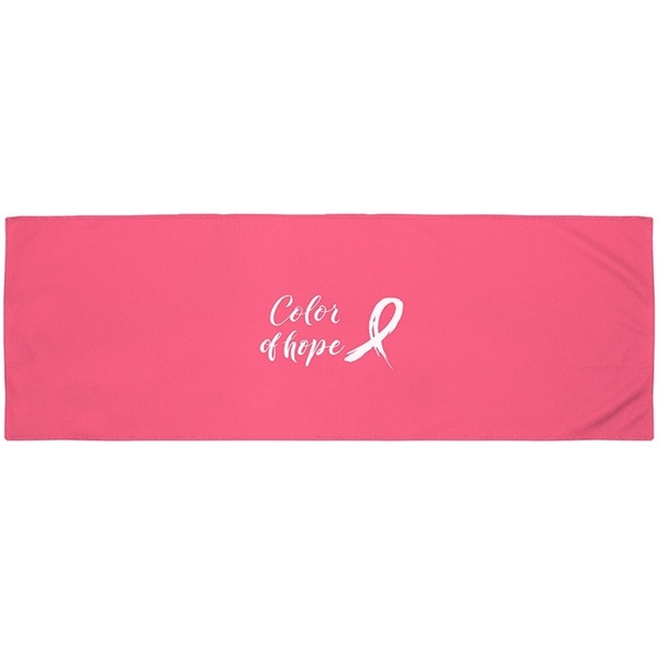 aerial view a pink hyper - evaporative kool cooling towel, image 2 of 2
