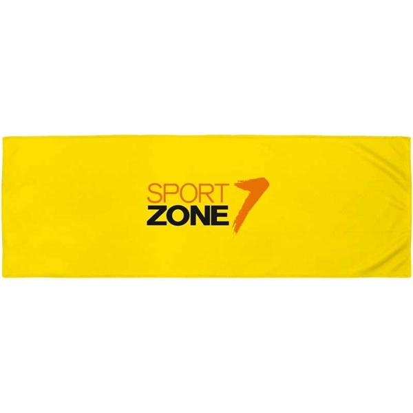 aerial view a yellow hyper - evaporative kool cooling towel, image 2 of 2