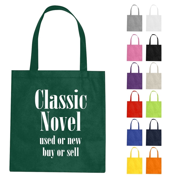 aerial view a group of non - woven conference tote bag - multi color choices - 15 x 16, image 2 of 2