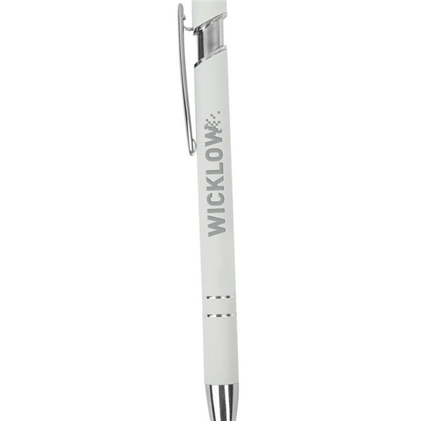 aerial view a white denton soft - touch pen w / stylus, image 2 of 2