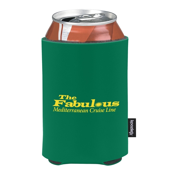 aerial view a green custom promotional deluxe collapsible koozie cup holder, image 4 of 4