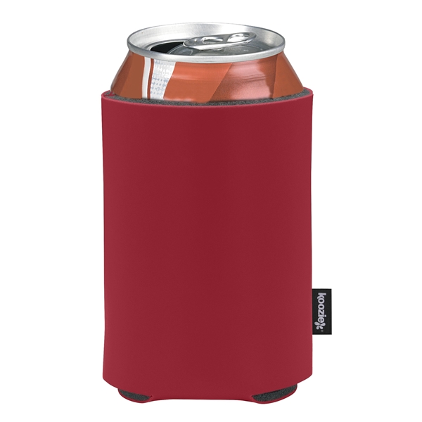 aerial view a maroon custom promotional deluxe collapsible koozie cup holder, image 3 of 4