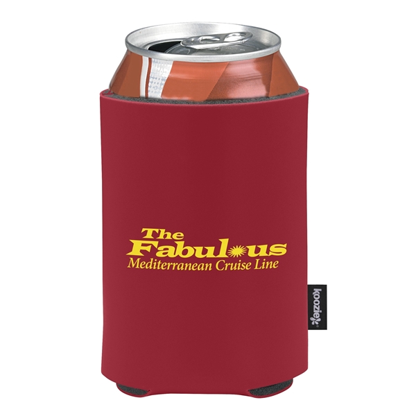 aerial view a maroon custom promotional deluxe collapsible koozie cup holder, image 4 of 4