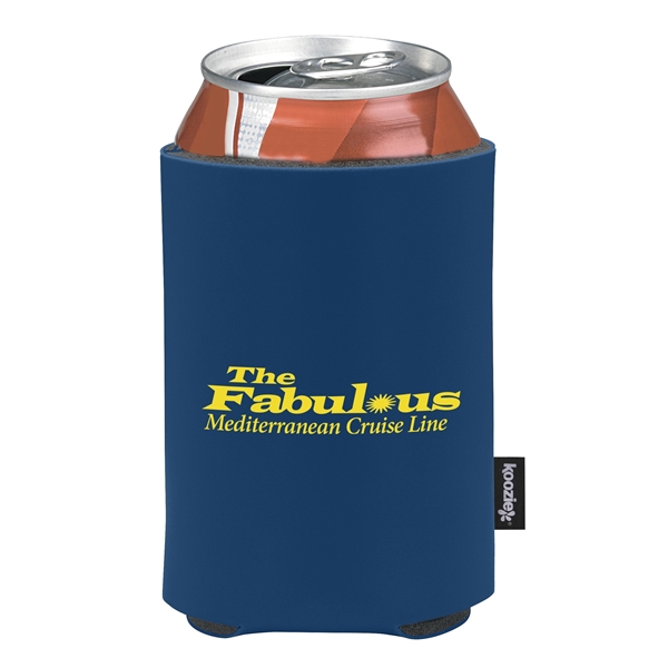 aerial view a navy custom promotional deluxe collapsible koozie cup holder, image 4 of 4