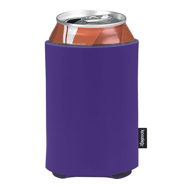 aerial view a purple custom promotional deluxe collapsible koozie cup holder, image 3 of 4