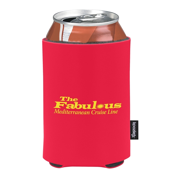 aerial view a red custom promotional deluxe collapsible koozie cup holder, image 4 of 4