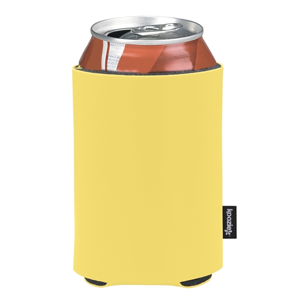 aerial view a yellow custom promotional deluxe collapsible koozie cup holder, image 3 of 4