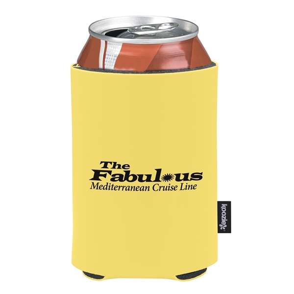 aerial view a yellow custom promotional deluxe collapsible koozie cup holder, image 4 of 4