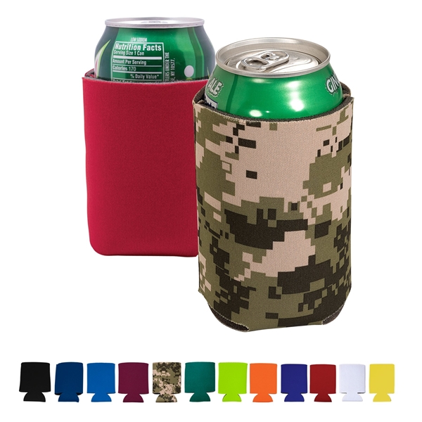 aerial view a group of folding foam can cooler sleeve, image 3 of 3