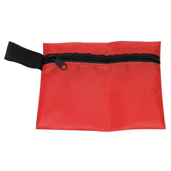 aerial view a red 5 w x 4-1/4 h - small zipper storage pouch, image 3 of 3