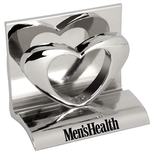 Chrome Metal Business Card Holder - Heart - Promotional Business Card Holders