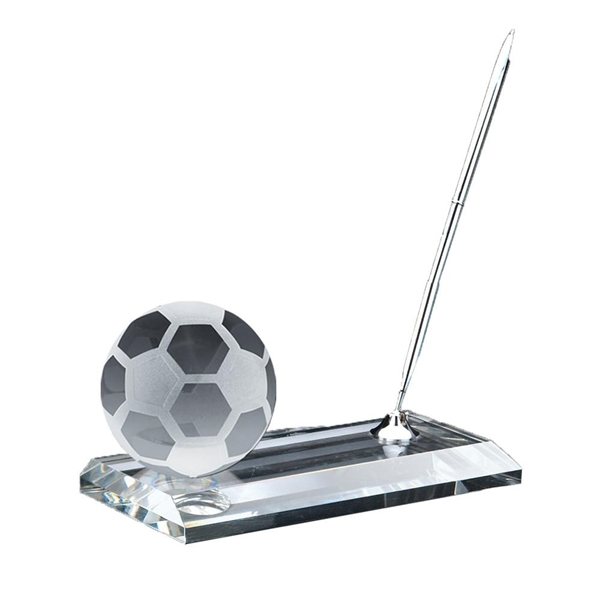 Promotional Crystal Soccer Pen Stand Set