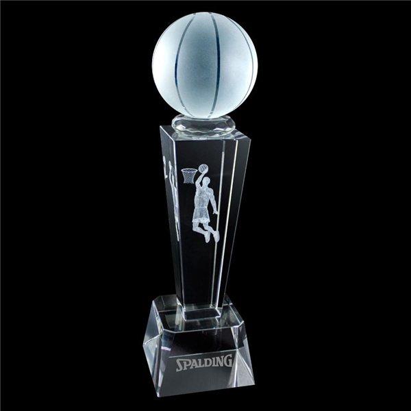 Promotional 3- D Crystal Sports Trophy - Basketball
