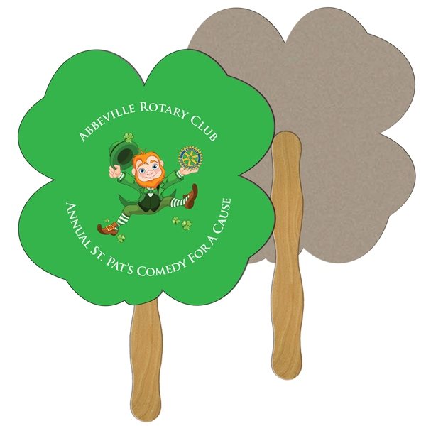 Promotional Clover Recycled Stock Shaped Hand Fan - Paper Products