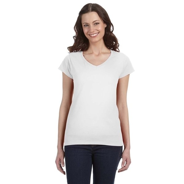 Promotional Gildan SoftStyle(R) 4.5 oz Fitted V - Neck T - Shirt - NEUTRALS