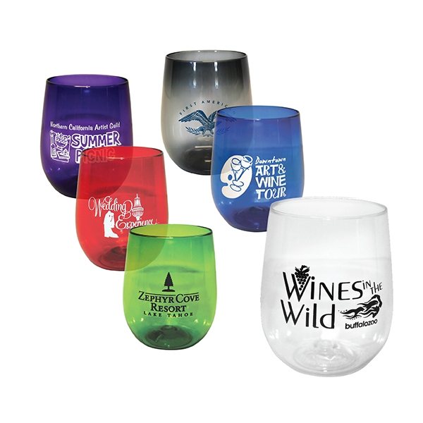 Custom Vinello Stemless Wine Glass 12 oz. Plastic