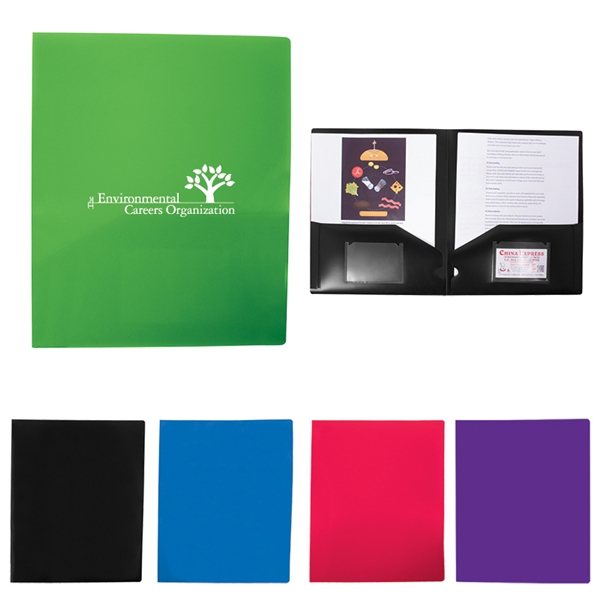 Promotional 2 Pocket Folder With Business Card Slots