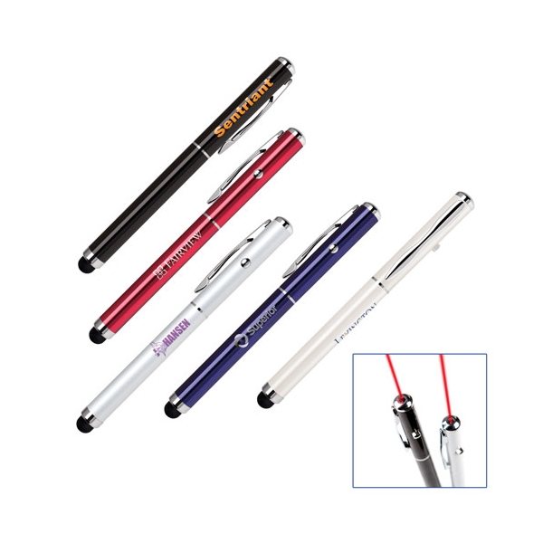 Promotional 2 in 1 Soft - Touch Stylus and Laser Pointer