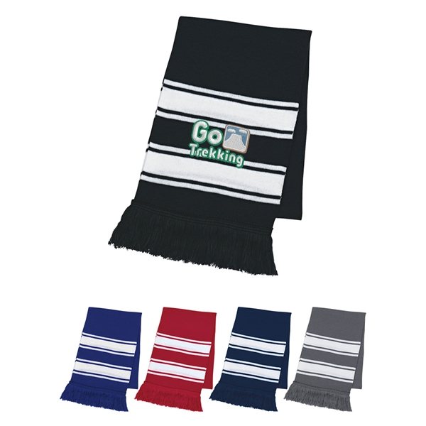 Promotional Two - Tone Knit Scarf With Fringe