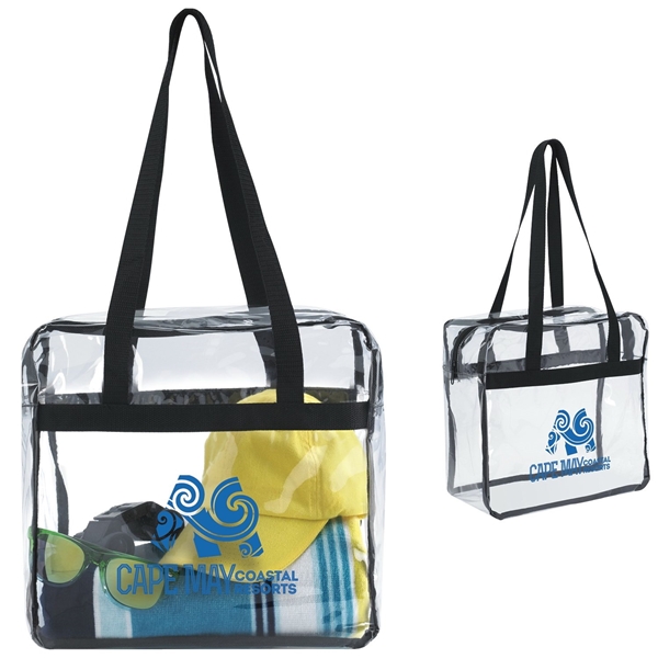 Promotional Vinyl Clear Zippered Tote