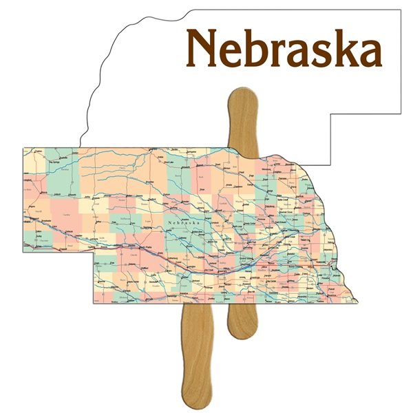 Promotional Nebraska State Shape Fast Fan - Paper Products - (2 Sides)