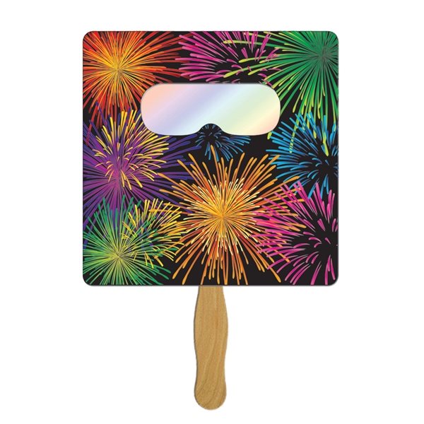 Promotional Square Fireworks Fan - Colorful Fireworks - Paper Products