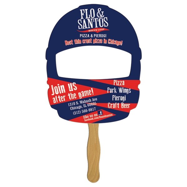 Promotional Helmet Front Digital Hand Fan (2 Sides)- Paper Products