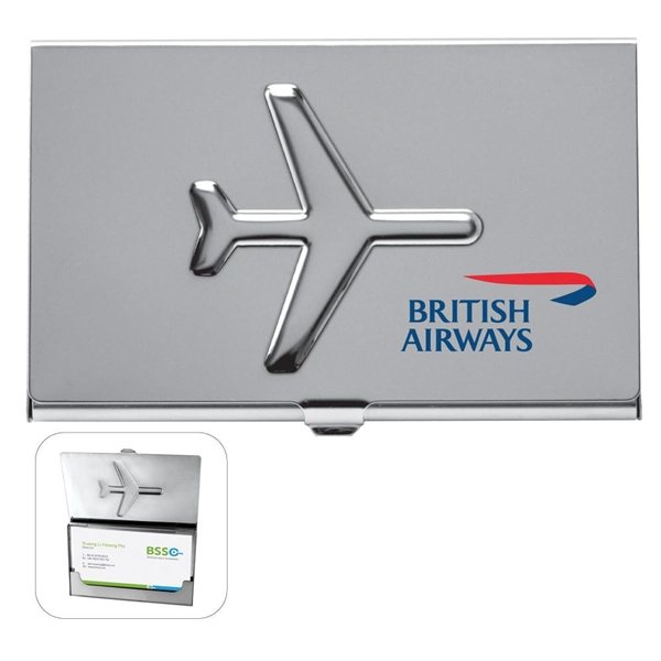 Airplane Business Card Holder Silver 