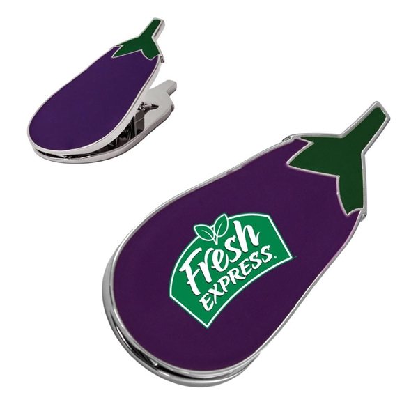 Promotional Eggplant Metal Clip W / Magnet