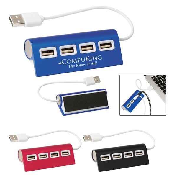 Promotional 4- Port Aluminum Wave USB Hub