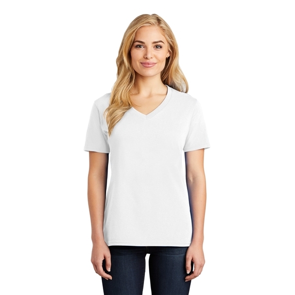 Port Company(R) Ladies 5.4- oz 100 Cotton V - Neck T - Shirt - NEUTRALS