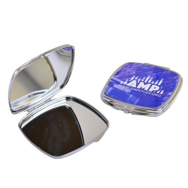 Promotional Square Metal Compact Mirror - Full Color