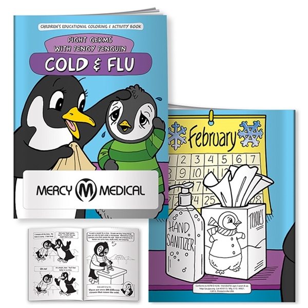 Promotional Coloring Book Cold Flu Fight Germs with Pengy