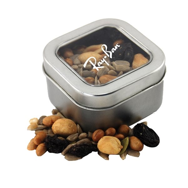 Promotional Small Window Tin with Trail Mix