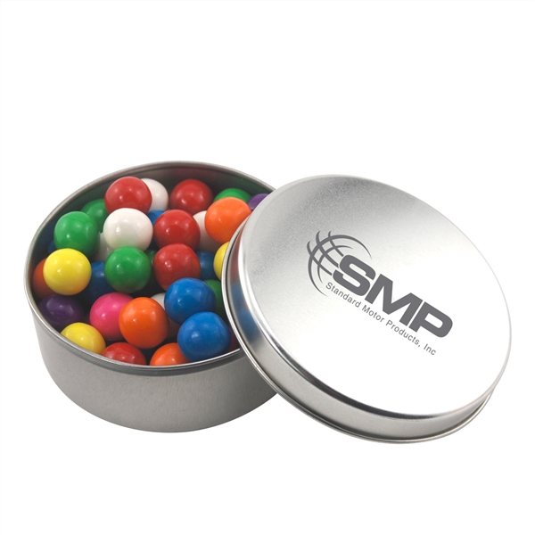 Promotional 3 1/2 Round Tin with Gumballs