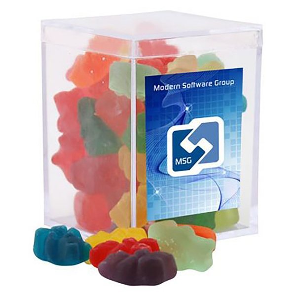 Promotional Small Rectangular Acrylic Box with Gummy Bears